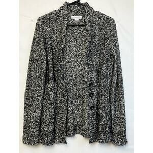 Pendleton Women's Small 3 Button Black White Long Sleeve Cardigan